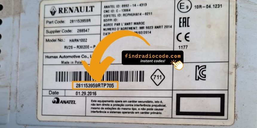 Dacia radio serial number 2811 label
